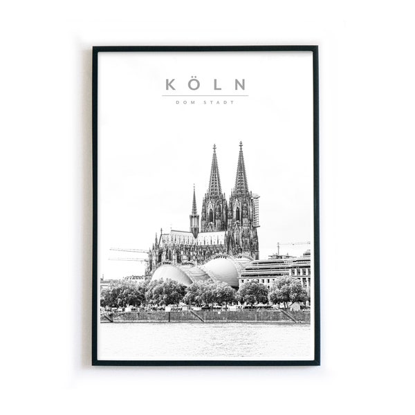 Köln Poster - Kölner Dom Schwarz Weiß Bild  - I love cologne - Stadt Poster für dein Wohnzimmer - ohne Rahmen