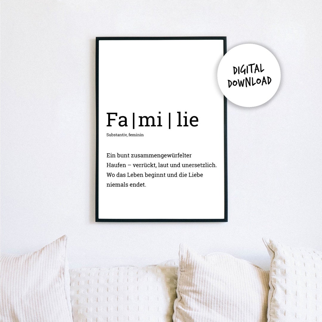 Familie Definition Poster digitaler download Persönliches Geschenk für