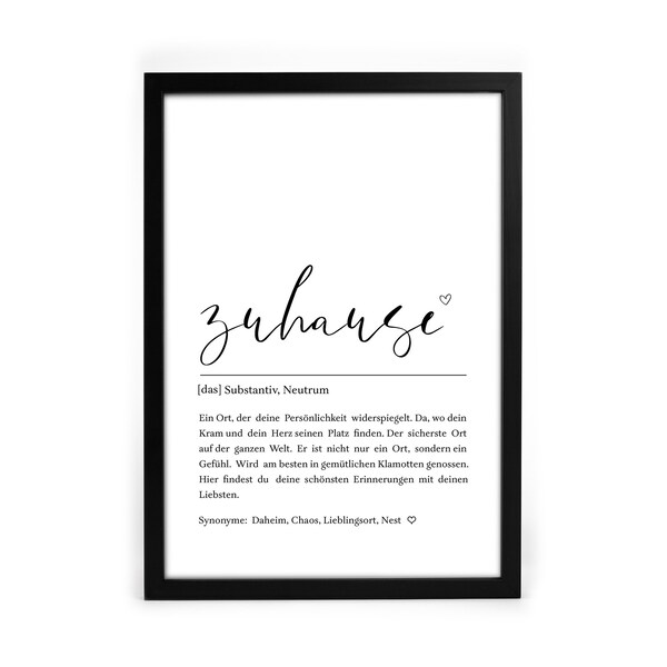 Definition Poster Zuhause - Familienposter | persönliches Geschenk zum Umzug, neue Wohnung, Haus, Daheim, Einzugsgeschenk, Richtfest