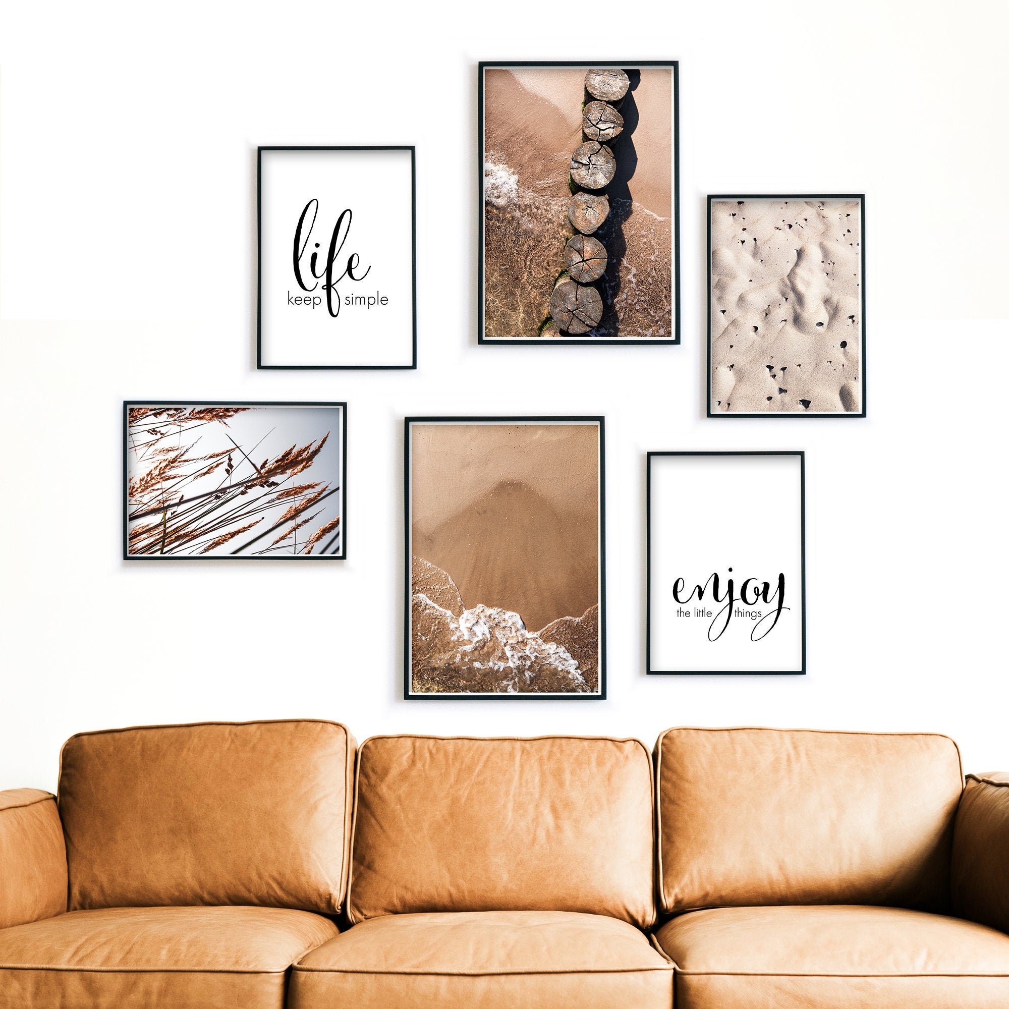 Poster Set Living Room 6 Matching Pictures in Beige/golden - Etsy Denmark