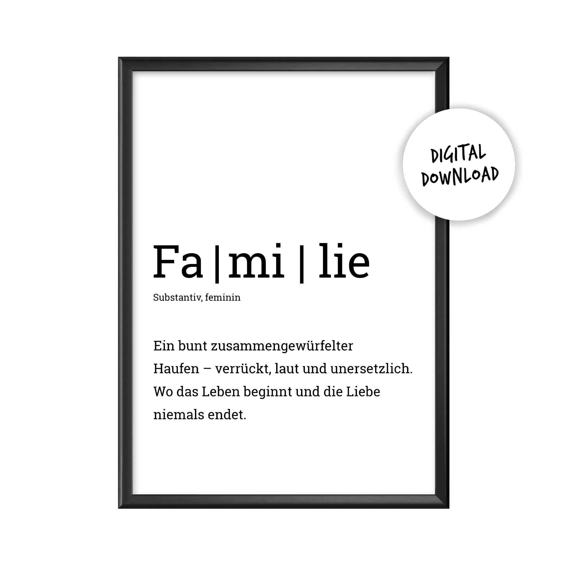 Familie Definition Poster digitaler download Persönliches Etsy