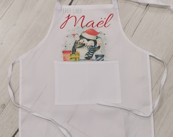 Tablier enfant personnalisé, motifs de Noël. Différents designs + cadeau surprise !