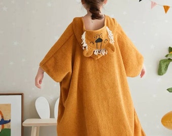 Poncho de bain personnalisé, serviette à capuche, drap de bain personnalisé prénom