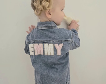 Personalized Light Blue Denim Jacket for Child with First Name