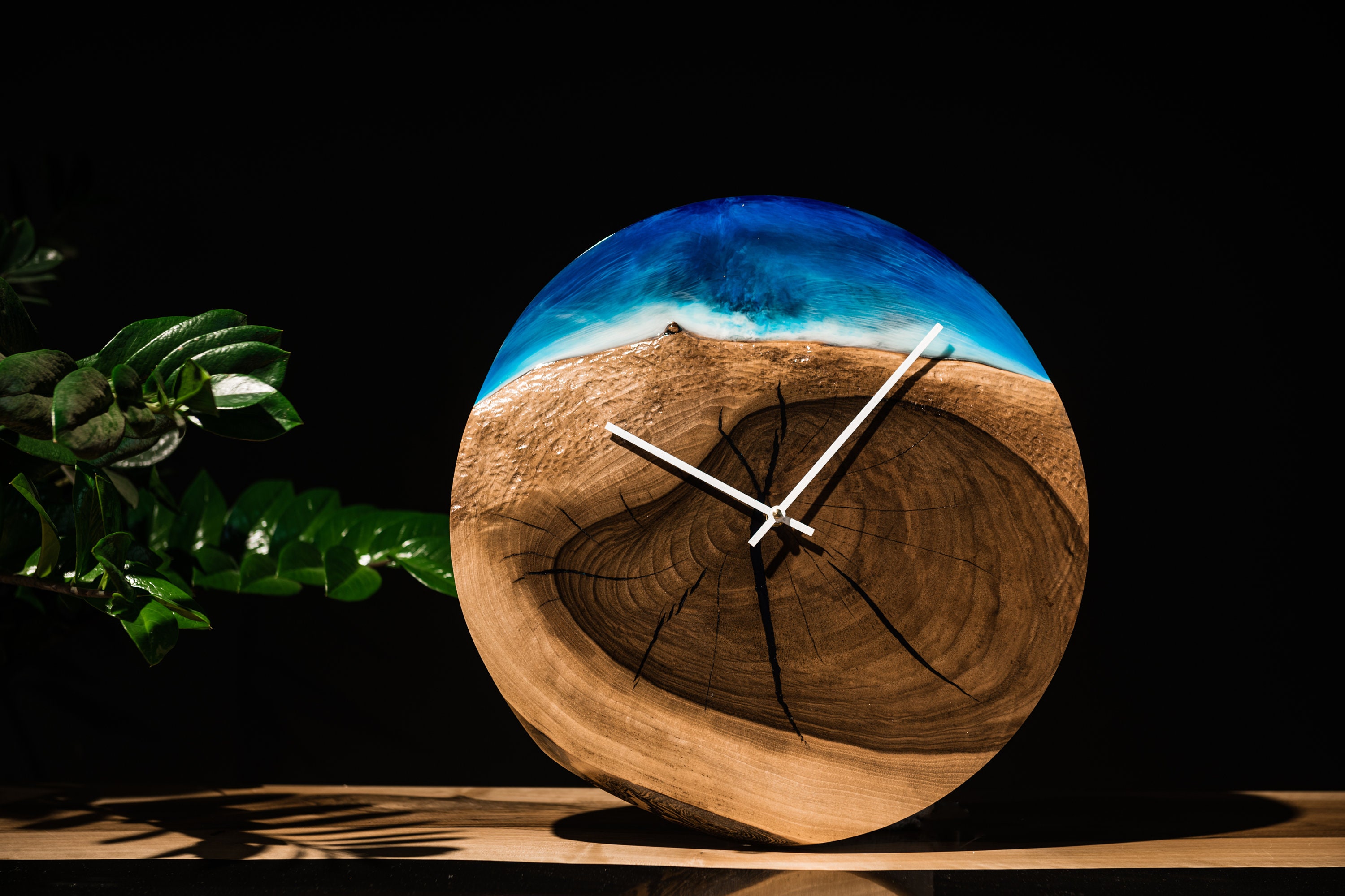 Unique design wall clock with epoxy resin. Unusual wooden Etsy