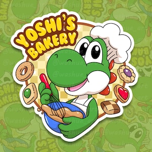Yoshi's Bakery Vinyl Sticker | Yoshi Sticker | Bakery Sticker