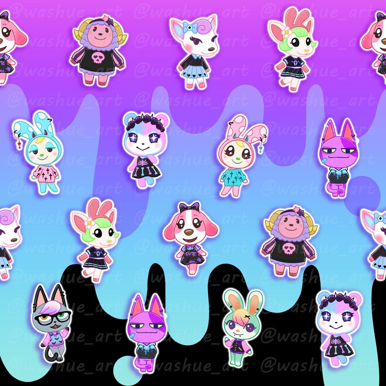 Pastel Goth Villager Vinyl Stickers Animal Crossing Etsy