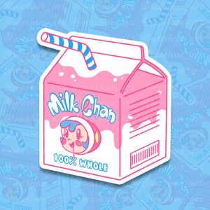 Milk Chan Carton Vinyl Sticker | Super Milk Chan Sticker | Strawberry Milk Sticker | Holographic Sticker