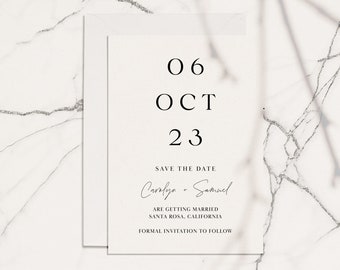 Modern Save The Date Printed Card, Simple Save The Date, Calligraphy Save The Date Wedding Announcement, Personalised Save The Date Postcard