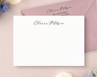 Cartes de correspondance personnalisées et ensemble d'enveloppes, papeterie personnalisée avec nom - votre choix de couleurs, ensemble de papeterie cartes de correspondance pour femmes