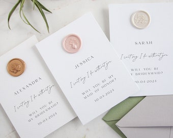 Bridesmaid proposal card with wax seal / will you be my bridesmaid card / maid of honor cards / wedding proposal cards set / wax seal cards