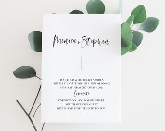 Modern wedding invitation, Brush calligraphy Wedding Announcement, Personalised wedding invite, Simple wedding invitation, Wedding postcard