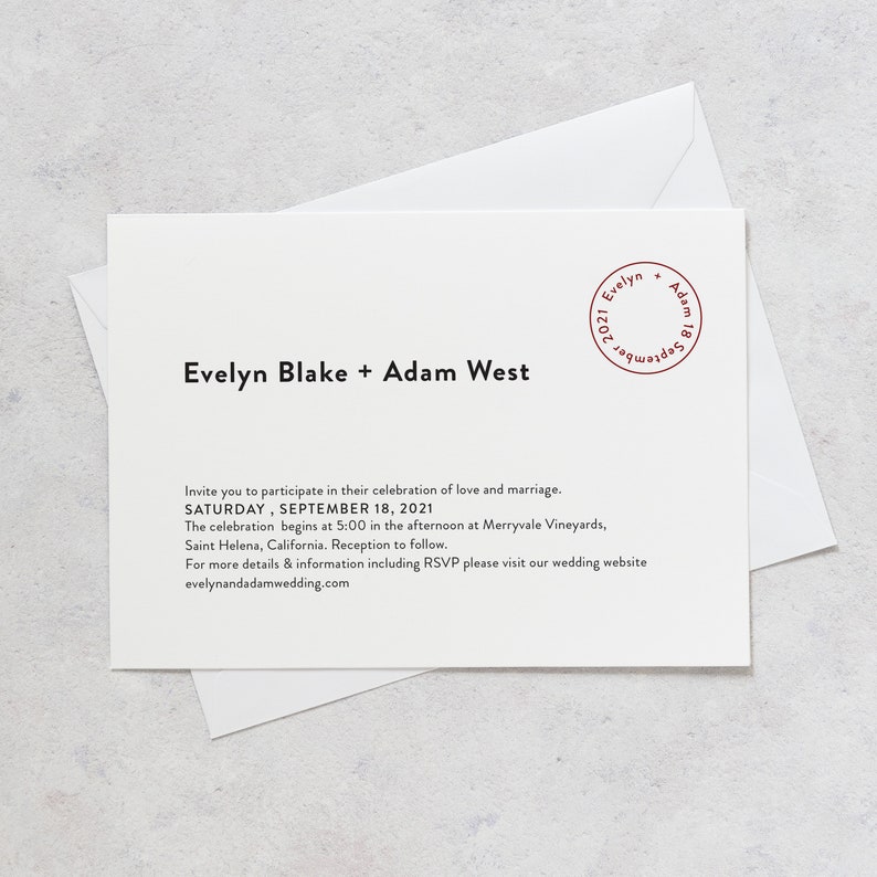 Modern typography wedding invitation, Minimal Wedding Announcement, Personalised wedding invite, Simple wedding invitation, Wedding postcard image 3