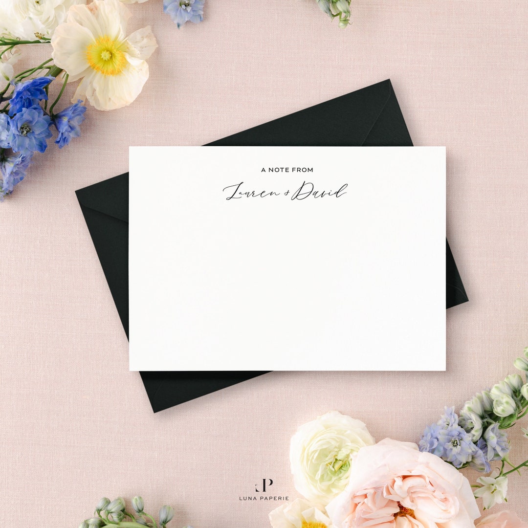 Personalized Note Cards & Envelope Set, Newlyweds Custom Stationery