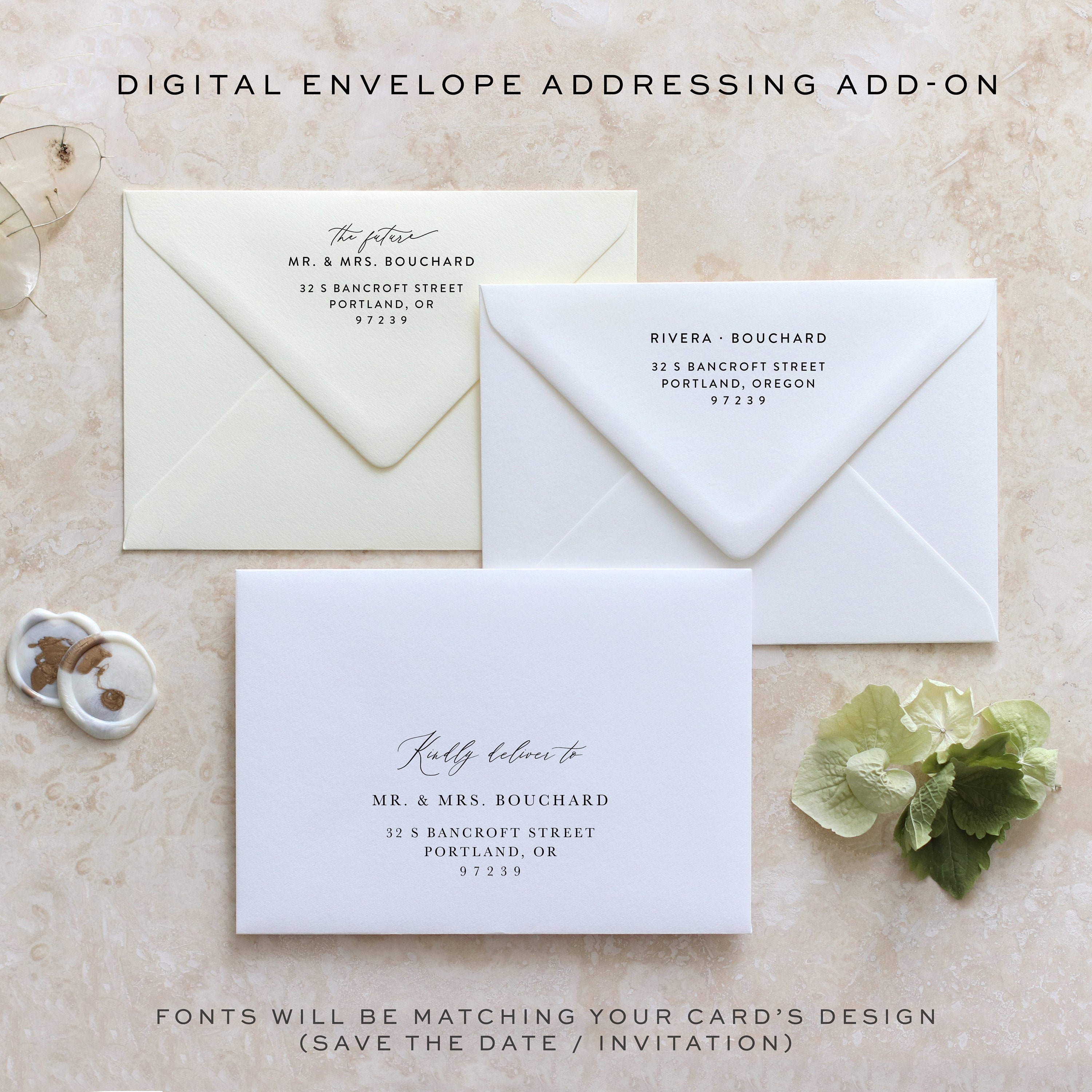 Cards and Pockets - Full Guest Address Printed Envelopes