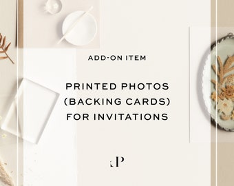 Add-on - Printed photos on MATTE cotton fine-art/photo cardstock | Backing photo cards for wedding invitations | Photo invite cards