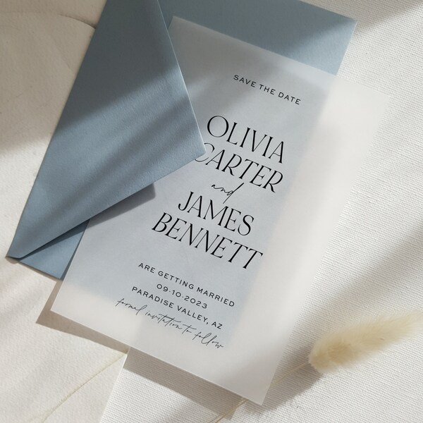 Vellum Invitations Etsy