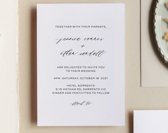 Elegant wedding invitation, Simple calligraphy Wedding Announcement, Personalised simple wedding invitation, Classy wedding postcard