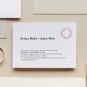 Modern typography wedding invitation, Minimal Wedding Announcement, Personalised wedding invite, Simple wedding invitation, Wedding postcard image 1