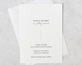Modern wedding invitation, Stylish Minimal Wedding Announcement, Personalised wedding invite, Simple wedding invitation, Wedding postcard