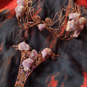 Amethyst Goddess Bra and Thong Set *Copper Wire Bra and Thong with Healing Crystals*