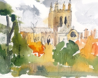 A4 Giclee print Hereford Cathedral