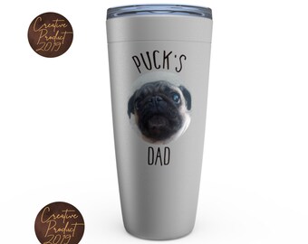 Dog photo custom travel mug, Dog name custom dog tumbler, Dog face gifts for dog dad, Dog portrait custom canine mug, Dog owner gift coffee