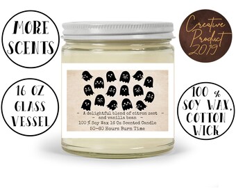 Ghost witch halloween soy wax candle, Spooky season halloween unique gifts for women, Halloween witch party scented candle, Home decoration
