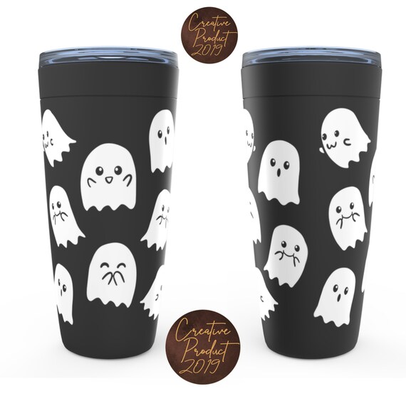 Cute ghost halloween custom cup, Ghost face black matte tumbler, Spooky season gifts scary travel mug, Fall signs cute custom tumbler, Wicca