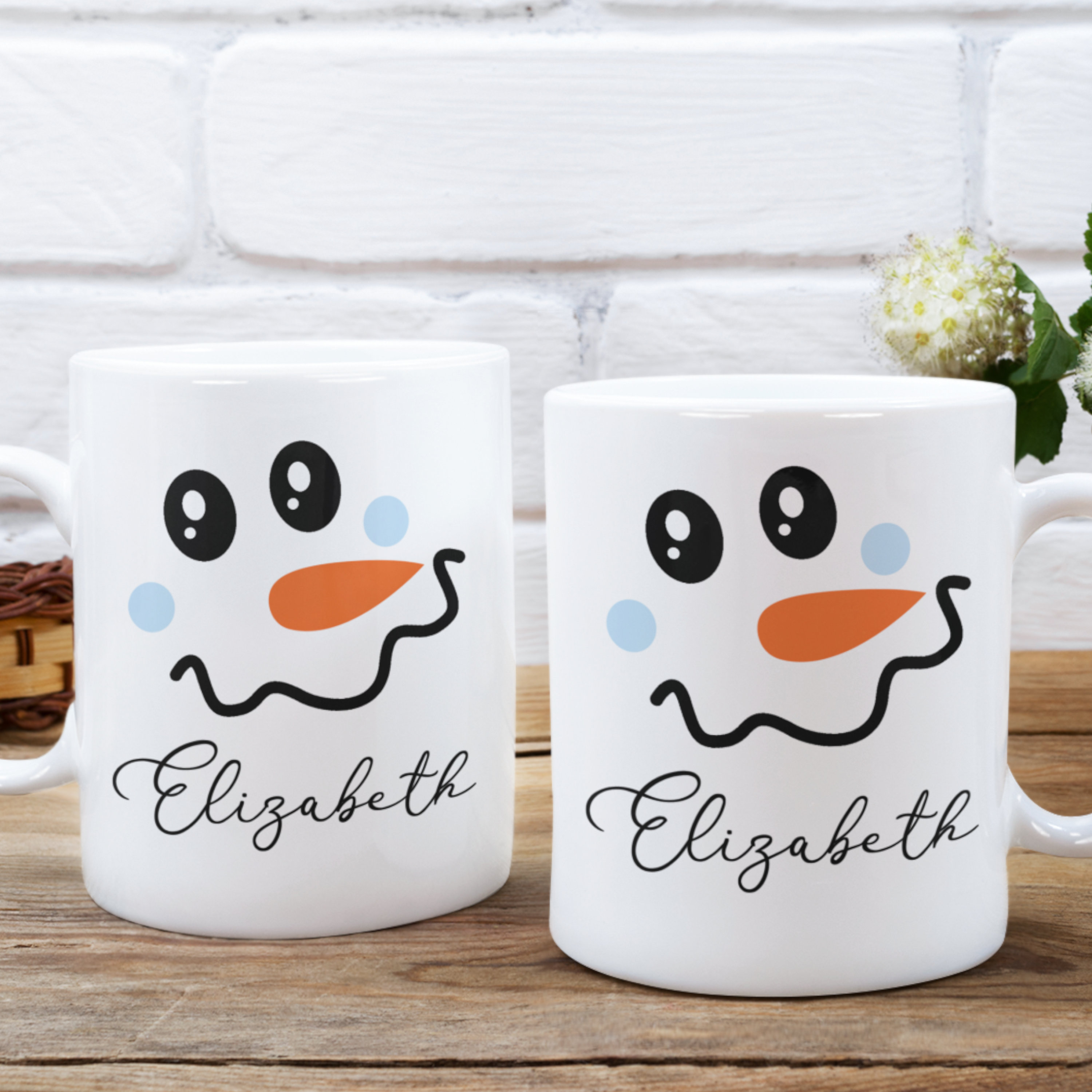Personalized Kids Christmas Hot Chocolate Mug - 11oz, Frosty Snow Woman Design - View #7