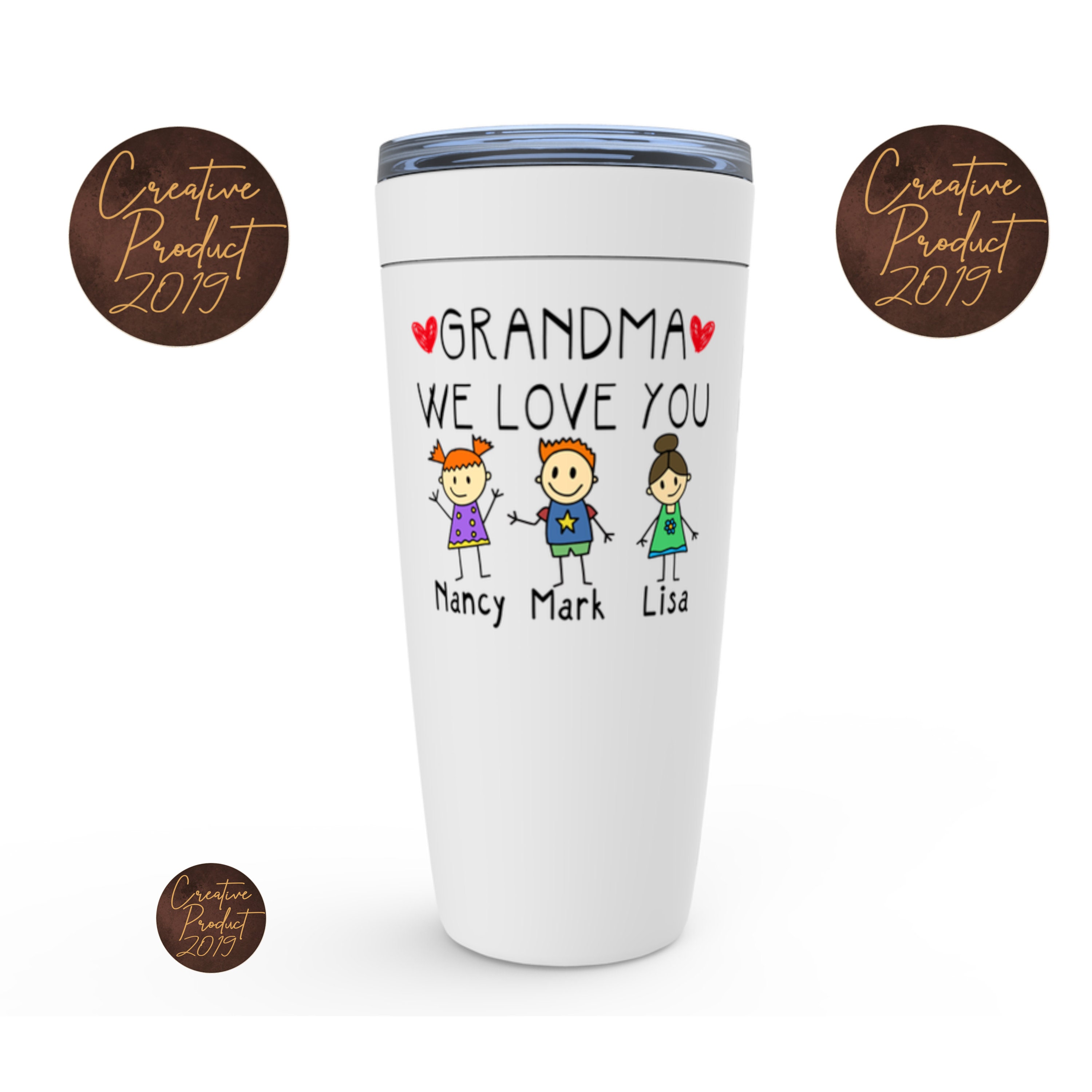 Grandma We Love You Custom Tumbler, Personalized Name Mothers Day Mug,  Family Character Matte Tumbler, Mothers Day Gifts Tea Cup. Grandma An 