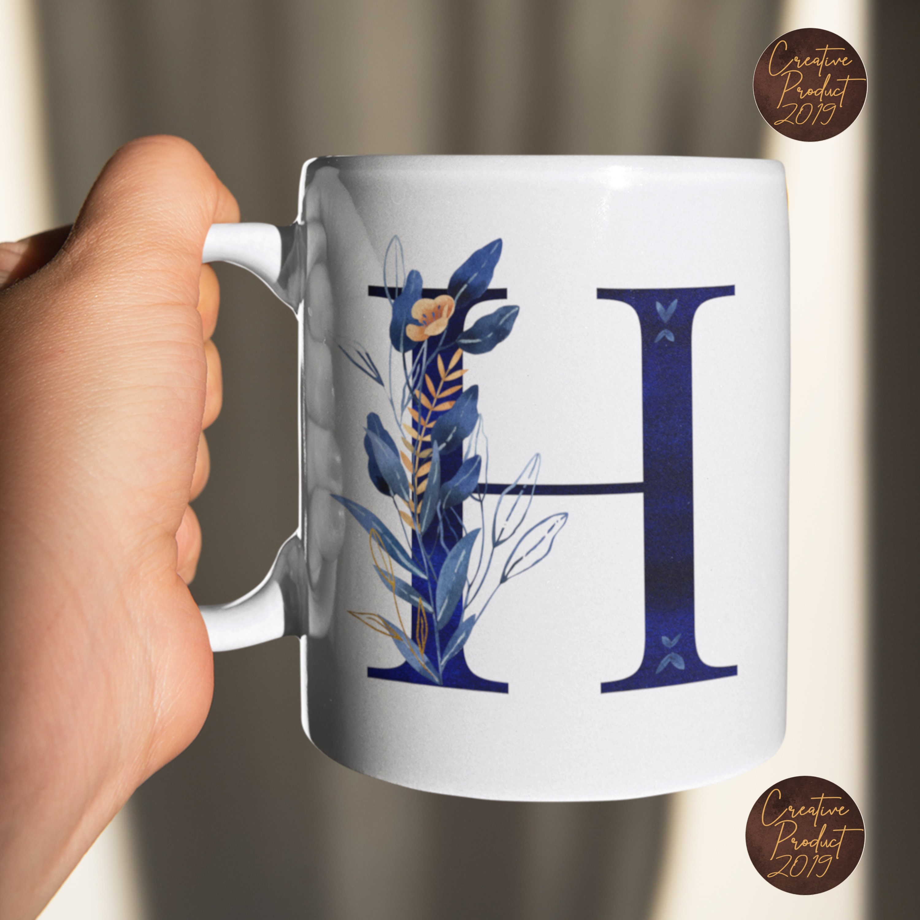 Personalized Blue Initial Letter Coffee Mug – The Jewelry Bx
