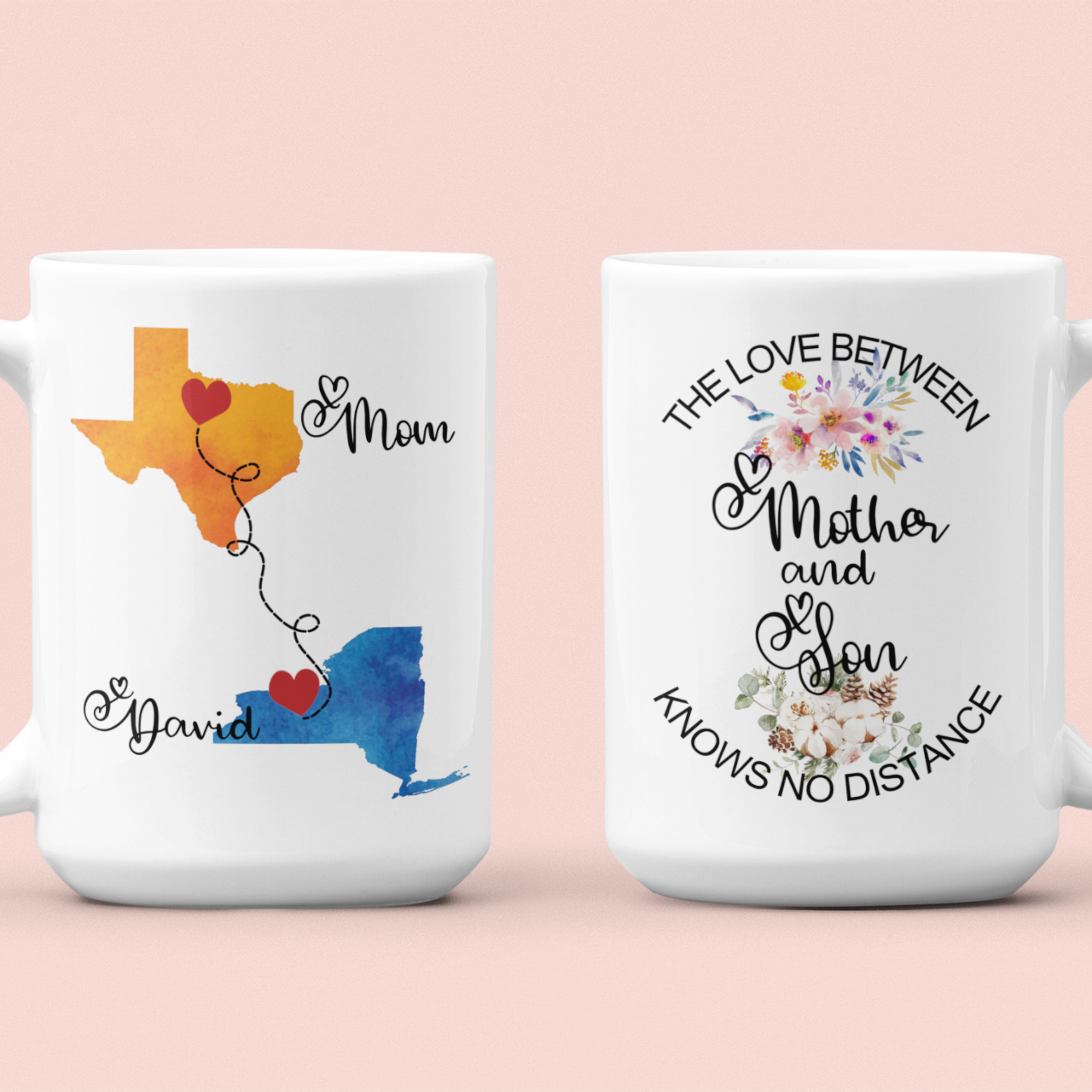 Love Knows No Distance Personalized 16 oz. Travel Tumbler for Mom