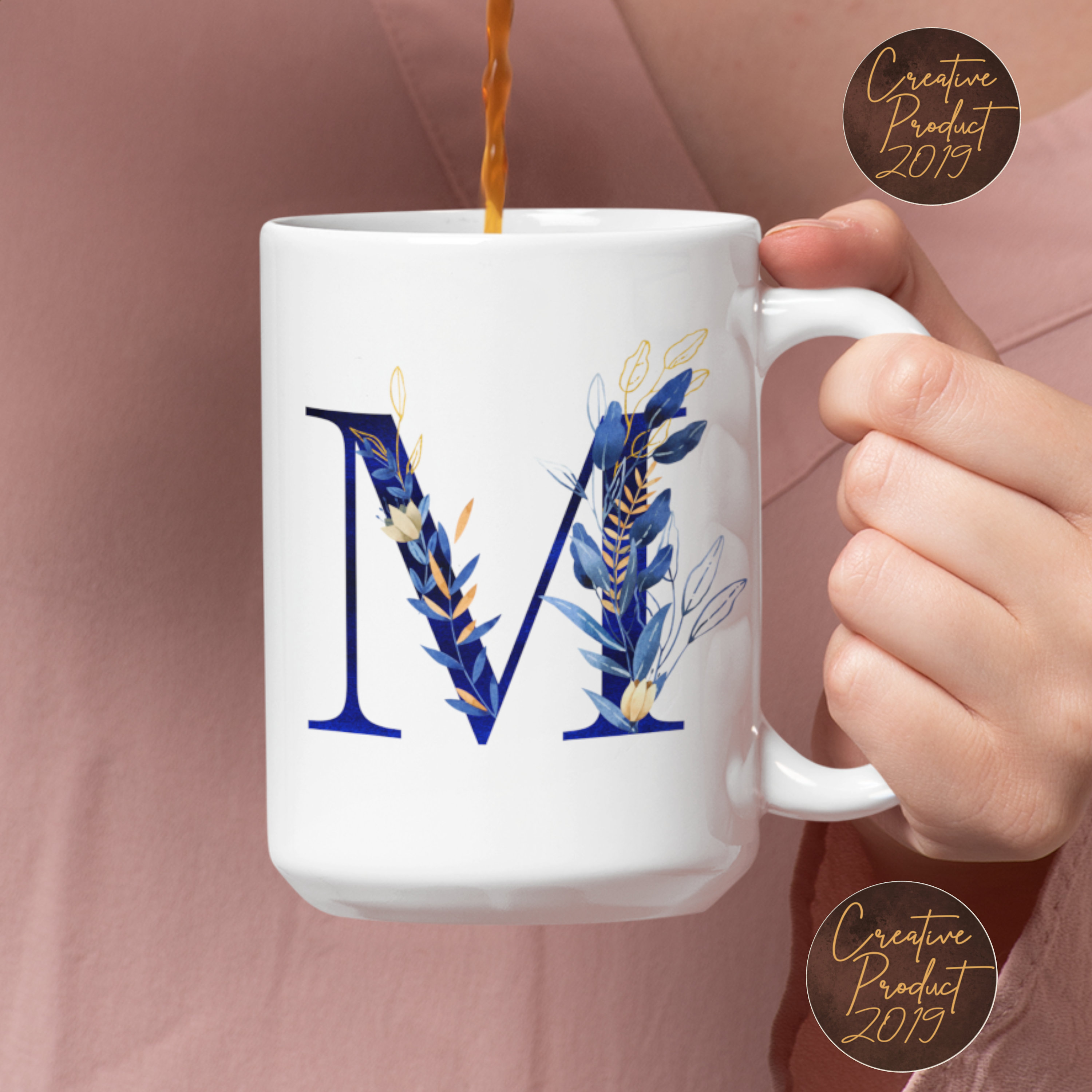 Personalized Blue Initial Letter Coffee Mug – The Jewelry Bx