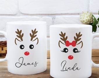 Reindeer christmas mug, Custom name christmas gift, Reindeer christmas gift for kids, Merry christmas reindeer mug, Children christmas holid