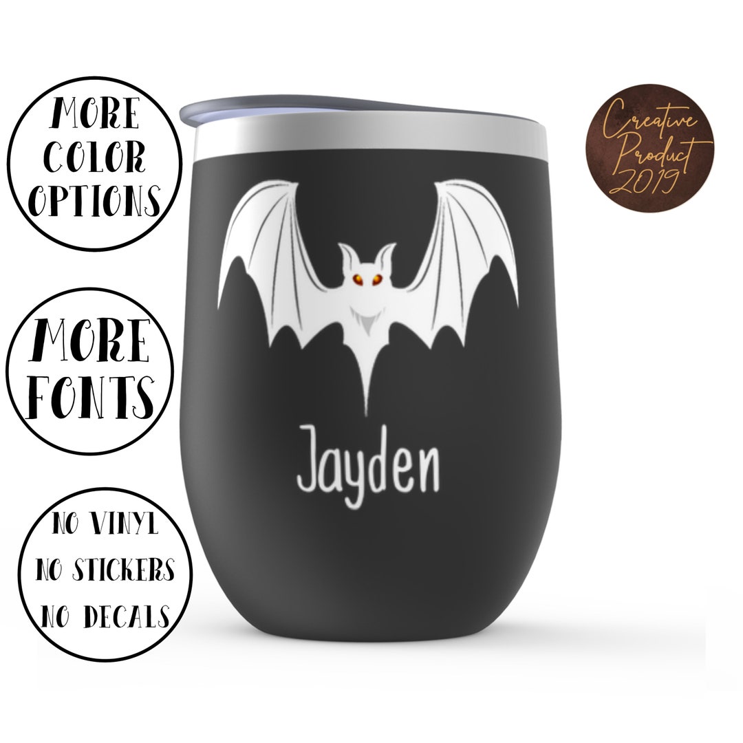 Halloween Bat Face Custom Wine Cups, Spooky Season Scary Halloween Gift ...