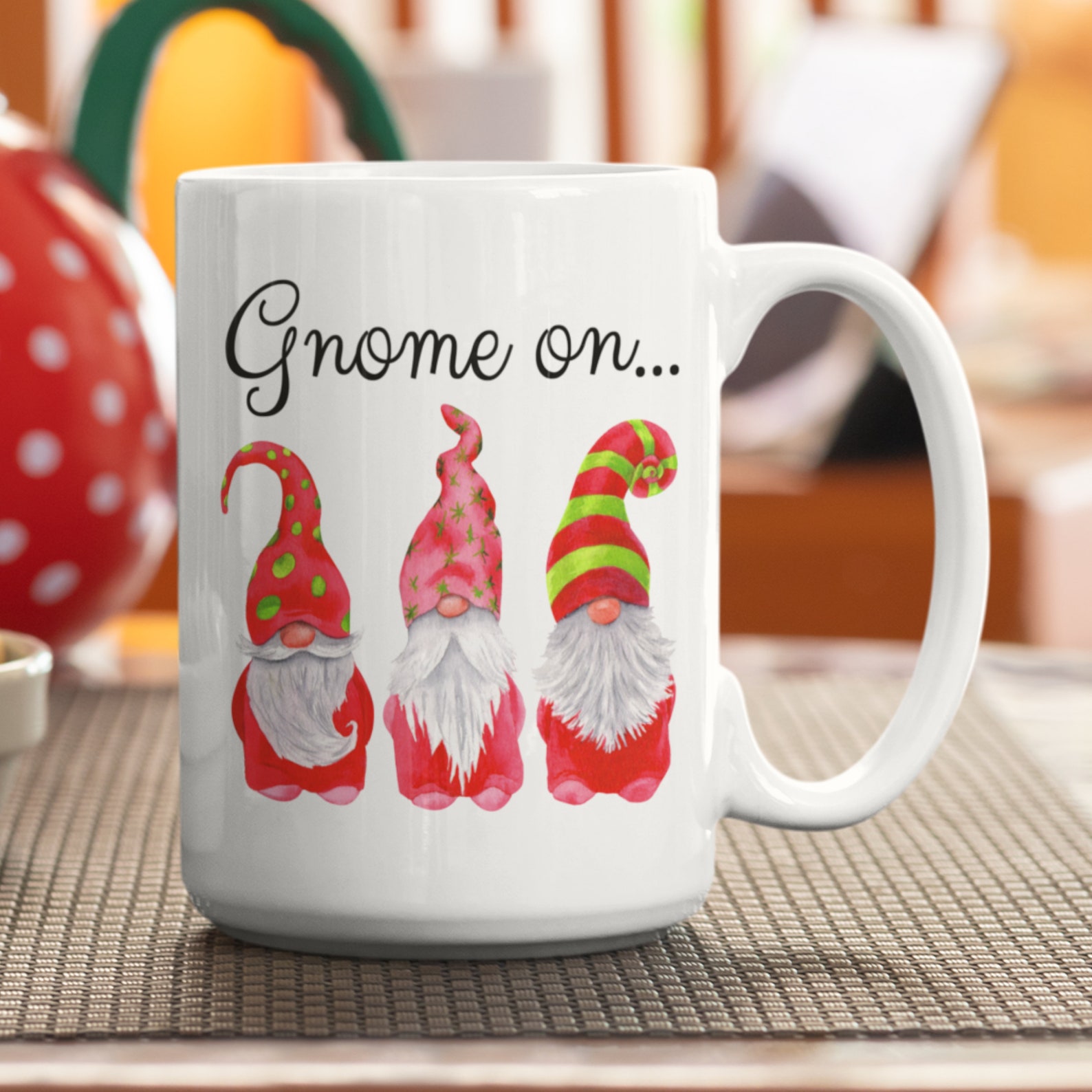 Gnome on Christmas Mug Christmas Gnomes Holiday Mugs Gnome Etsy
