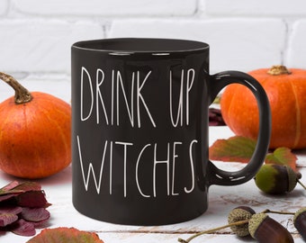 Rae dunn inspired halloween mugs, Drink up witches rae dunn mugs, Day of the dead witchy mug, All saints day wiccan mug, Bad witch coffee mu