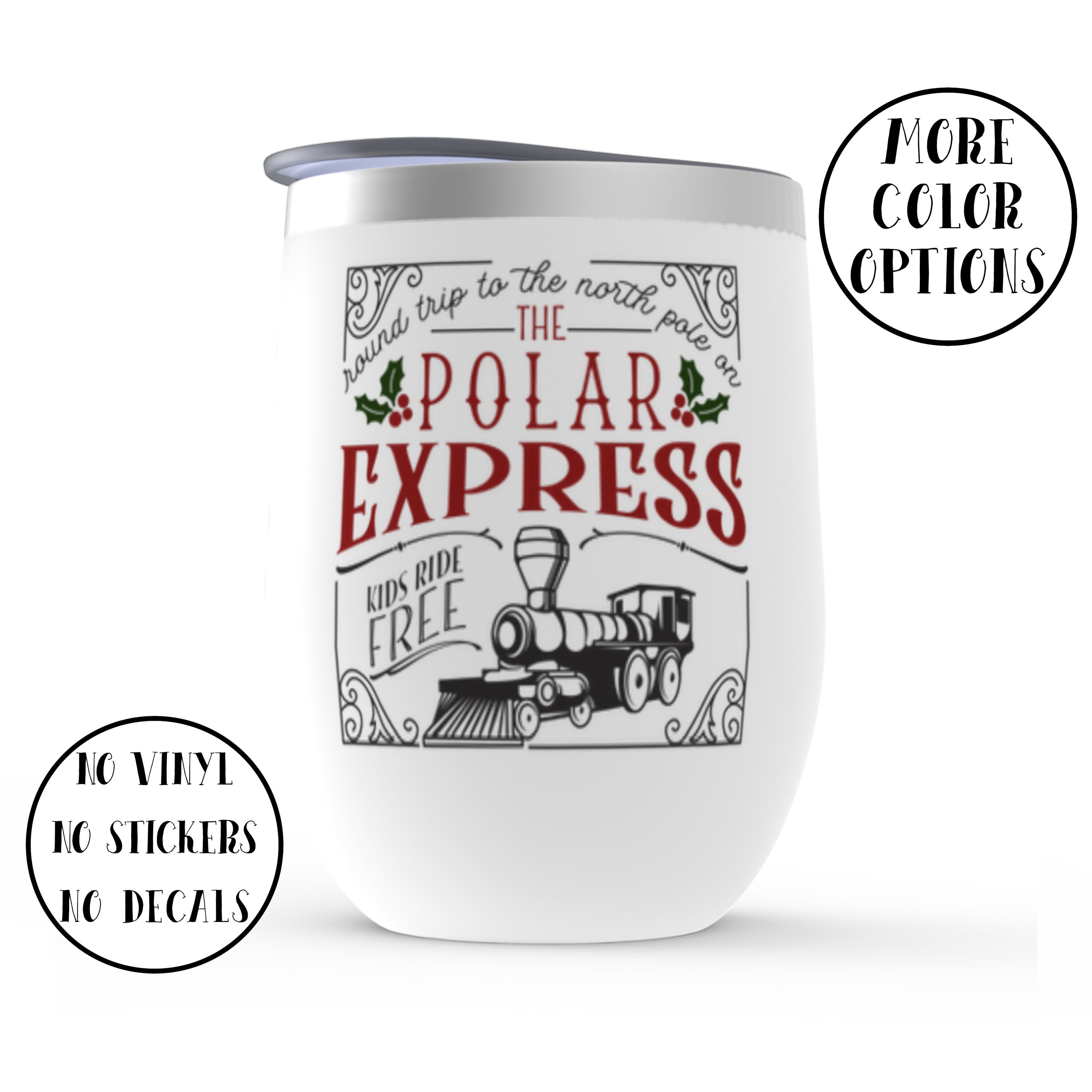 The Polar Express Custom Wine Tumbler, Christmas Gift Box Hot Chocolate Glass, Secret Santa Stocking Stuffer Cup, Holiday Season Cute