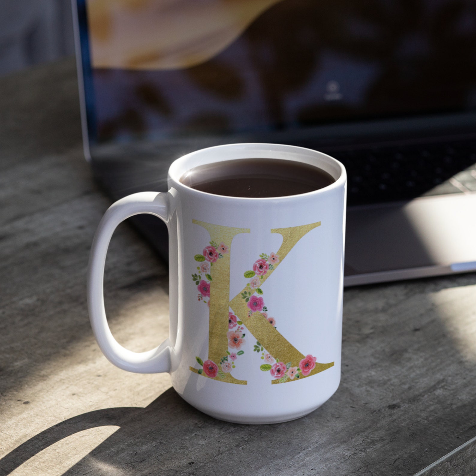 Letter K initial mugs Initial K monogram mug Alphabet K Etsy