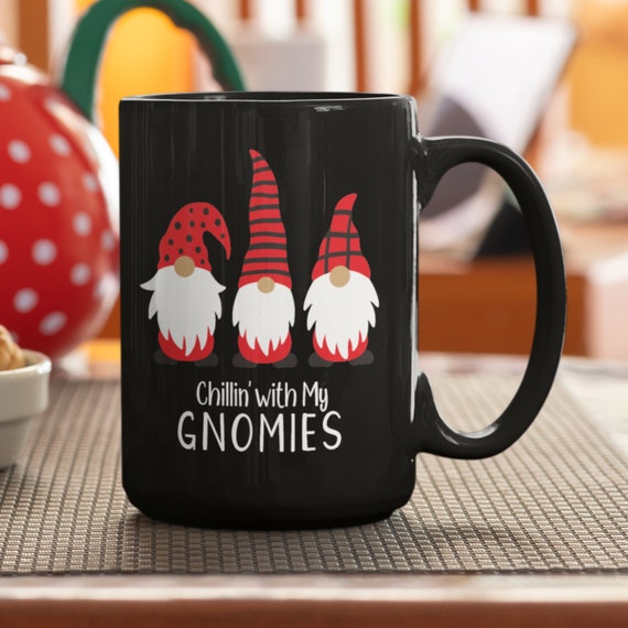 Chillin With My Gnome Coffe Mug, Christmas Gift Funny Coffee Cup