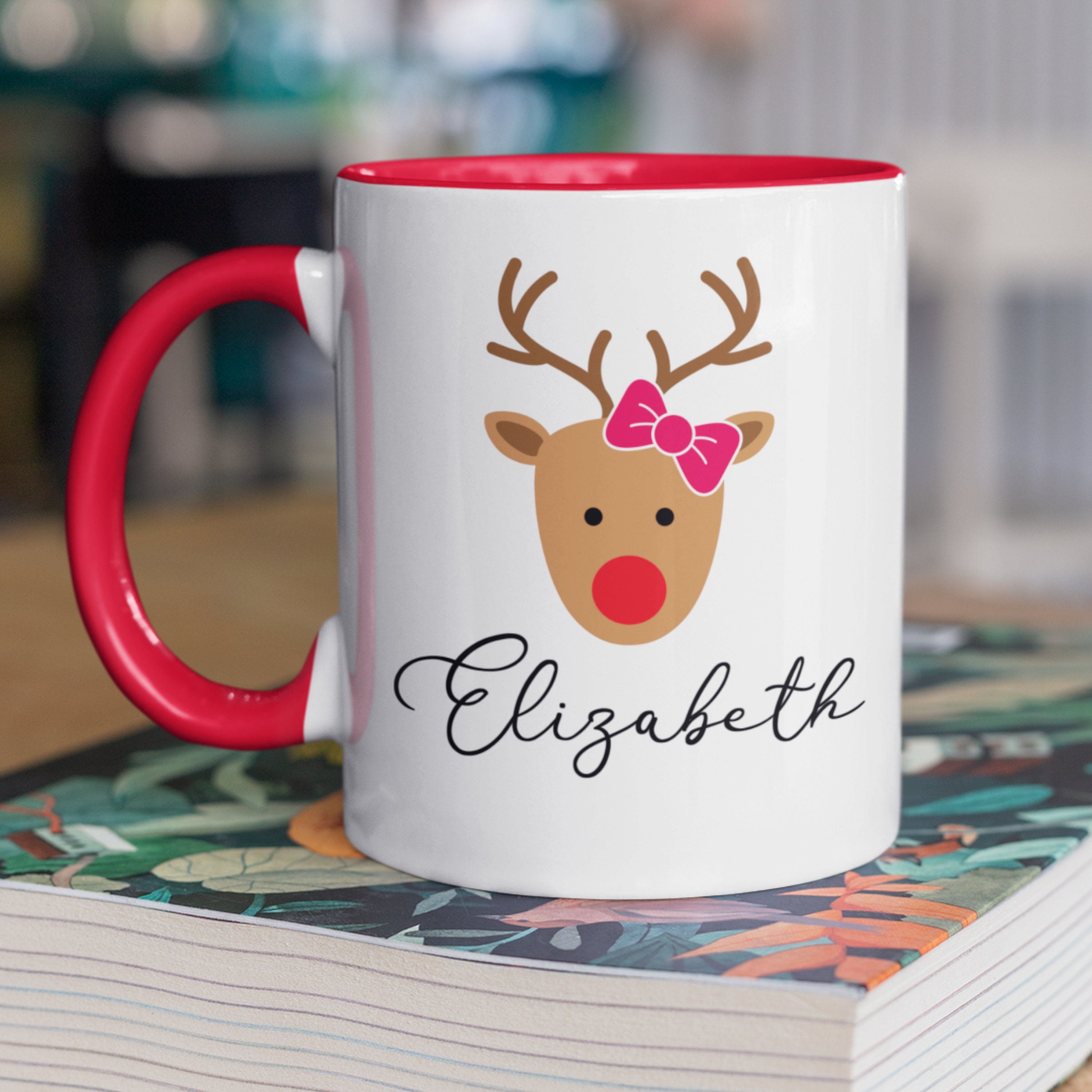 Personalized Girl Reindeer Mug