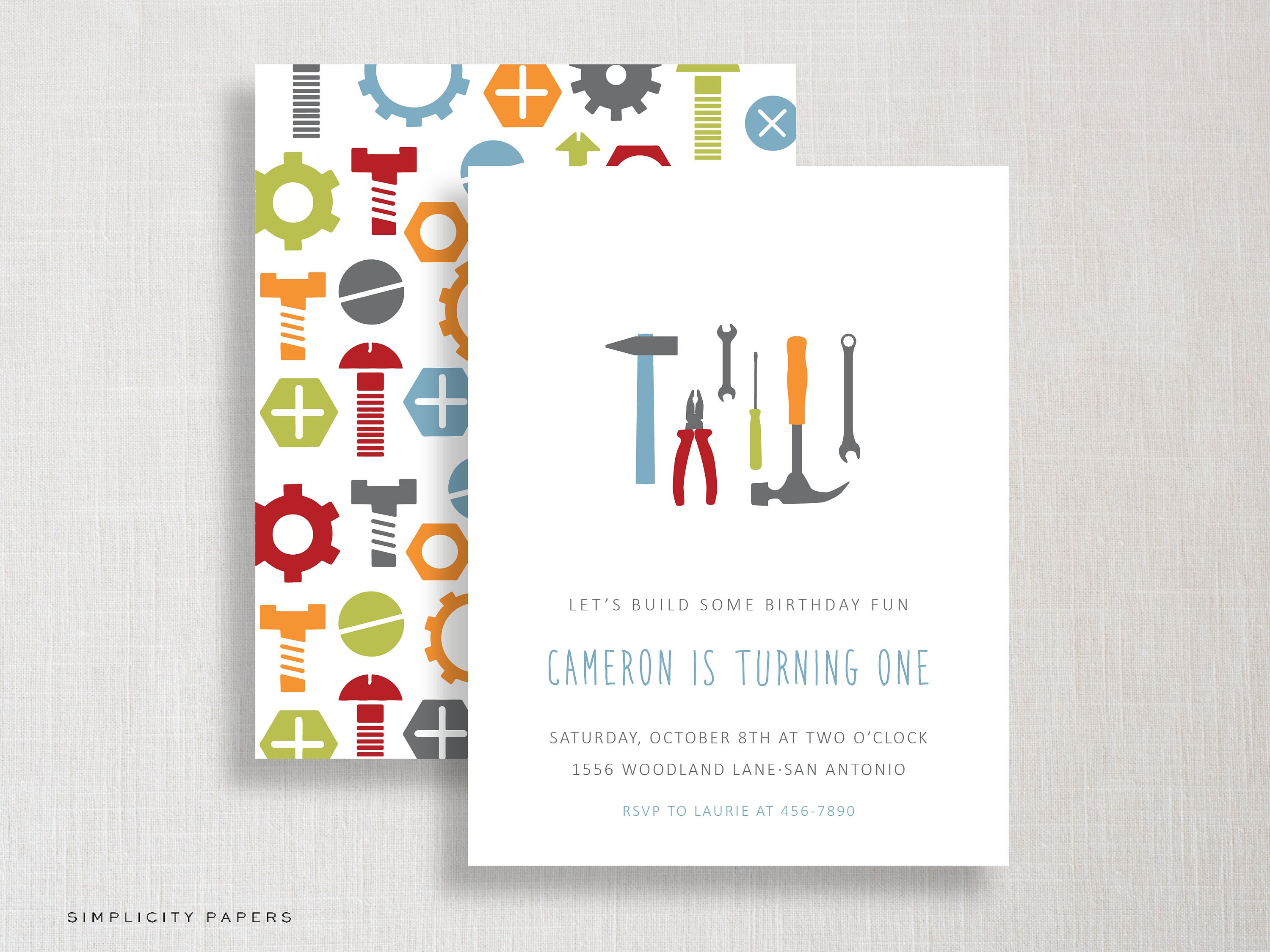 Tools Invitation Print at Home Instant Download Birthday Etsy