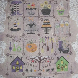 Halloween Cross Stitch Pattern – 13 Days Primitive Calendar for Witches – PDF Digital Download