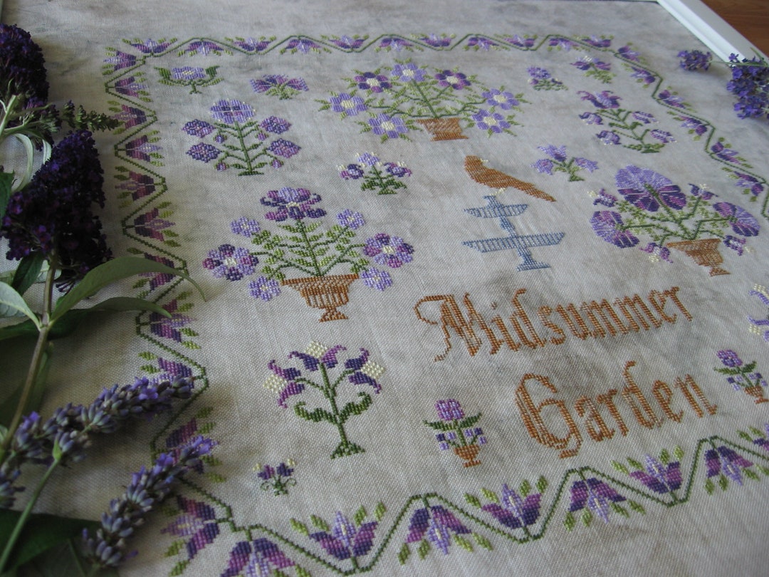 Midsummer Garden Digital Cross Stitch Pattern, Flower Sampler, PDF ...