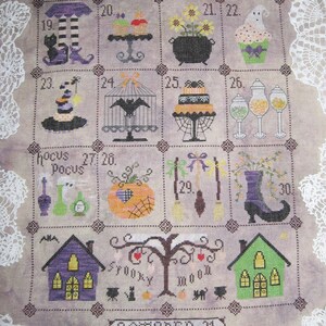 13 days of Halloween / Primitive calendar for Witches / origonal cross stitch pattern / PDF pattern