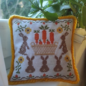 Big Carrot Harvest, Happy Bunny Year, original cross stitch pattern, PDF, hare, rabbit