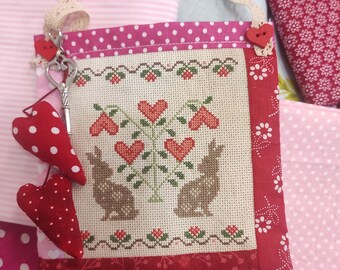 Love Bunny, Happy Bunny Year, original cross stitch pattern, PDF, hare, rabbit