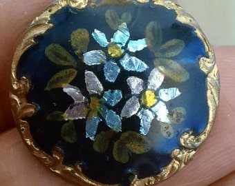 1 rare 19c champleve foil and gilt rococo button 22mm or 2.2cm diameter.