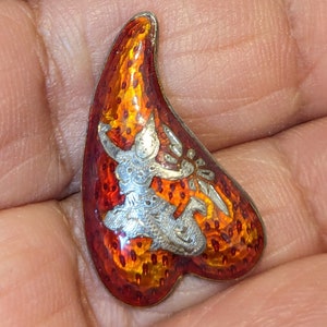 1 Button of dancer Mekkalah in red Strawberry enamel. 1 inch long. image 9